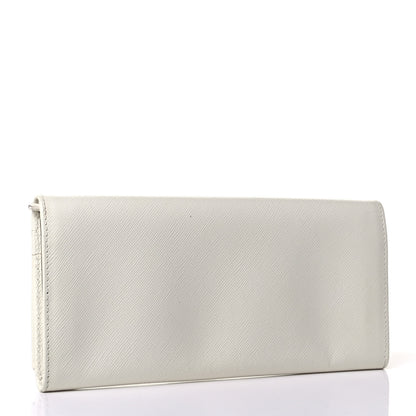Prada Saffiano Triangle Continental Flap Wallet White 2 of 7
