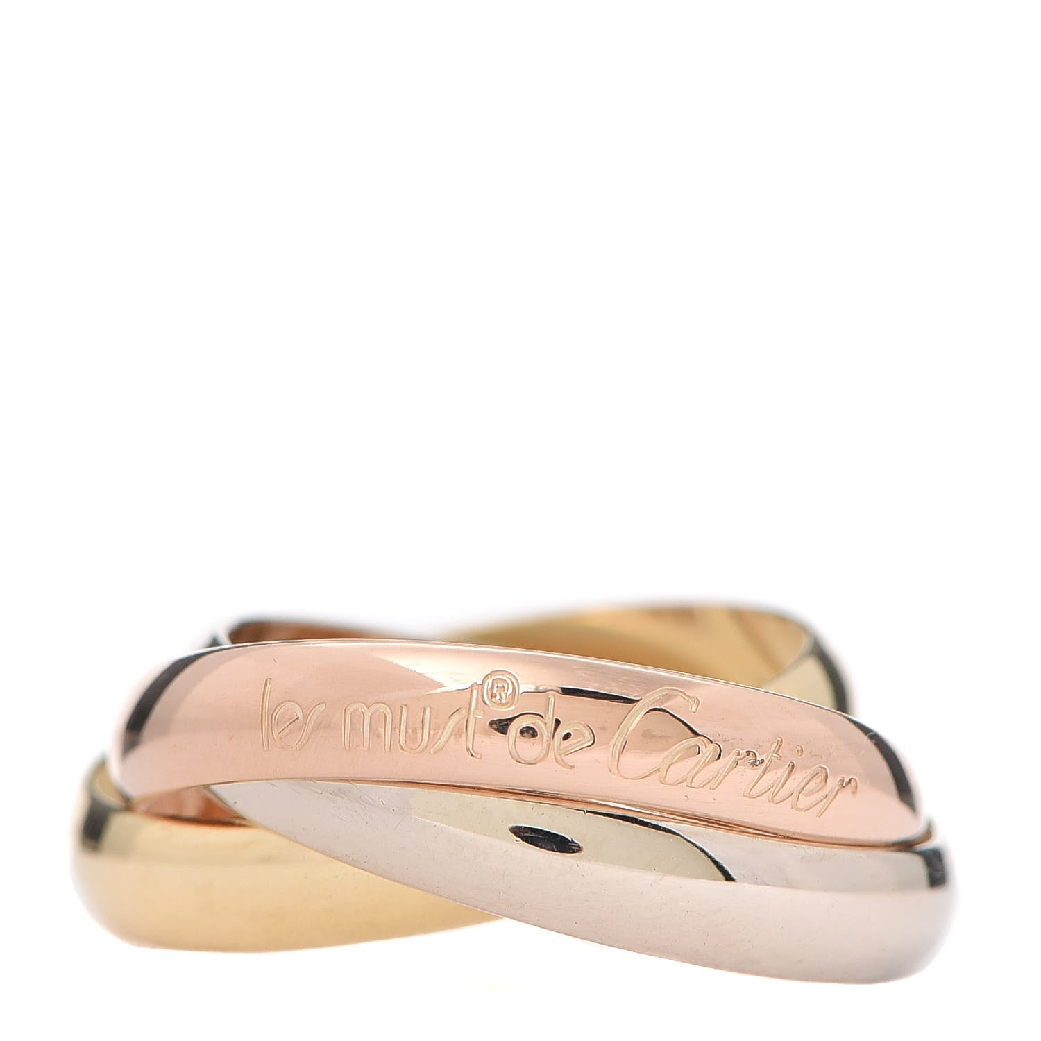 Cartier 18K Pink Yellow White Gold Classic Les Must De Trinity Ring 52 6 1 of 5