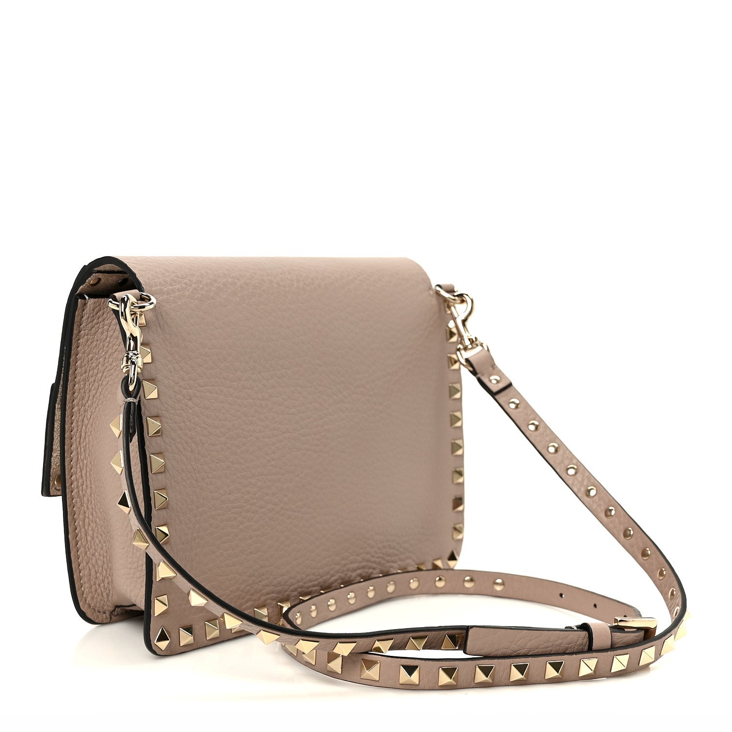 Valentino Garavani Pebbled Calfskin Rockstud Side Slip Crossbody  Poudre 3 of 9