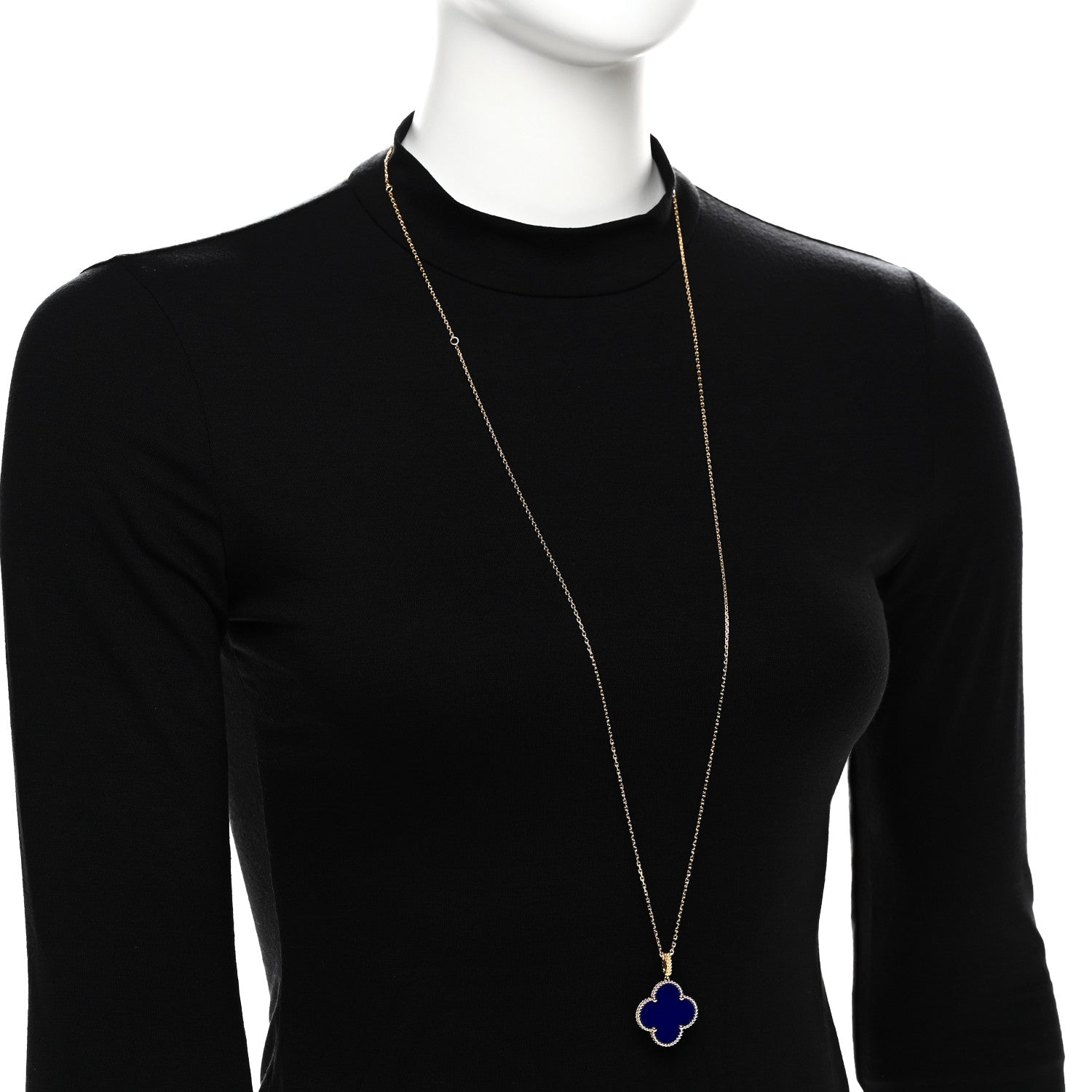Van Cleef & Arpels 18K Yellow Gold Blue Agate Magic Alhambra Long Necklace 2 of 8