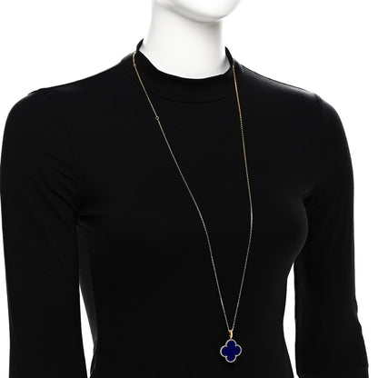 Van Cleef & Arpels 18K Yellow Gold Blue Agate Magic Alhambra Long Necklace 2 of 8