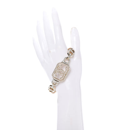 Chanel Crystal Pearl CC Vendome Bracelet Gold Pearly White 5 of 10