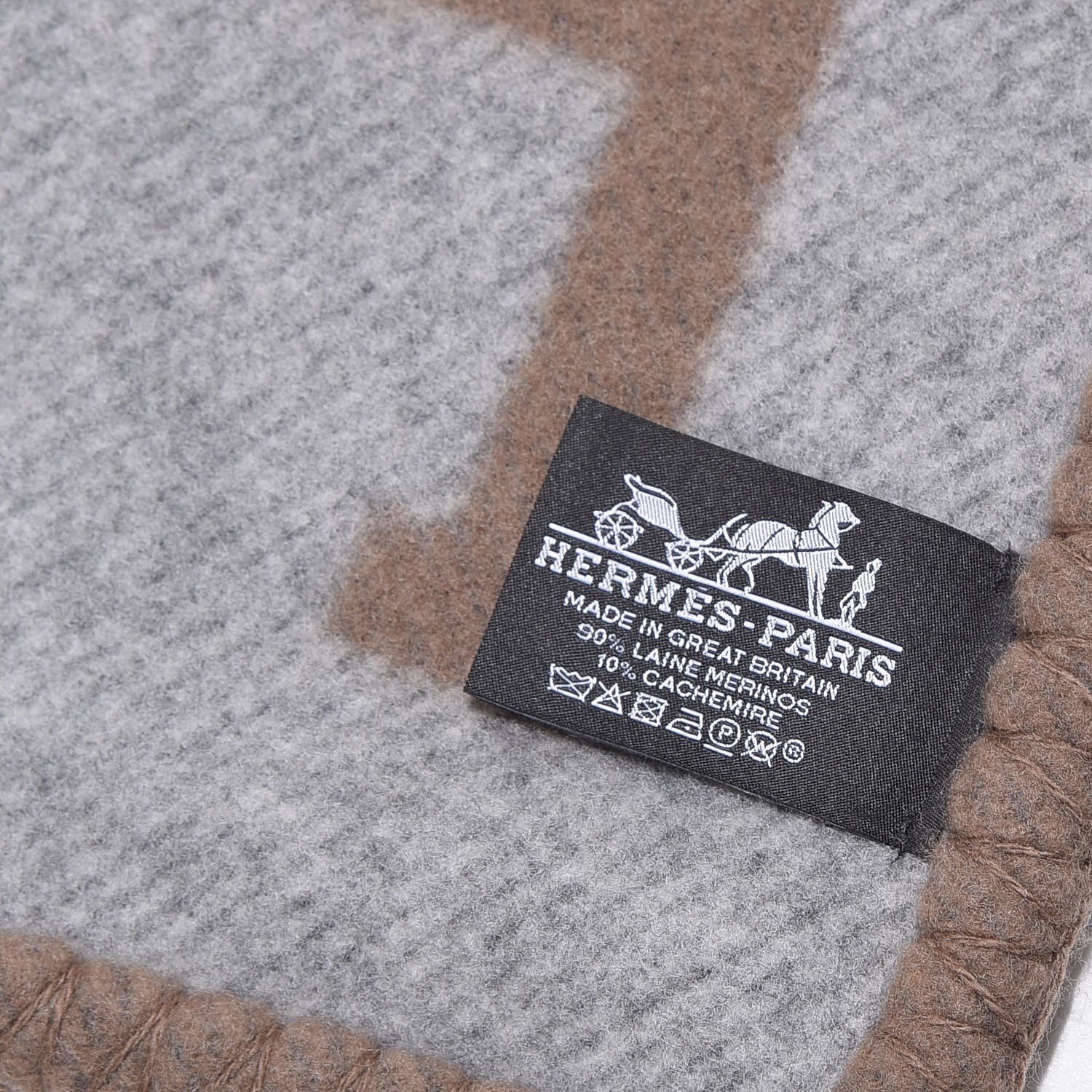 Hermes Wool Cashmere Echecs Et Trames Blanket Gris Beige 4 of 4