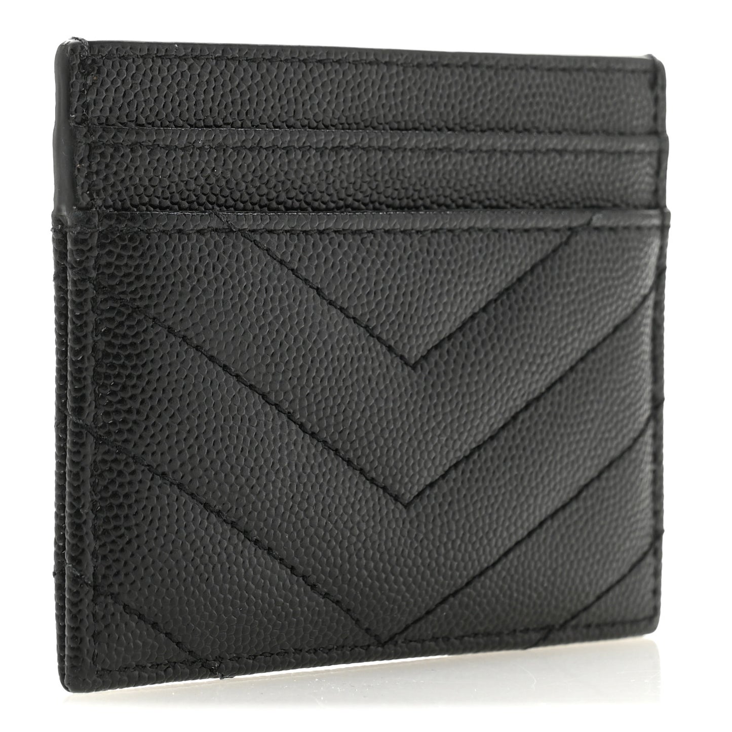 Grain De Poudre Matelasse Chevron Monogram Credit Card Case Black