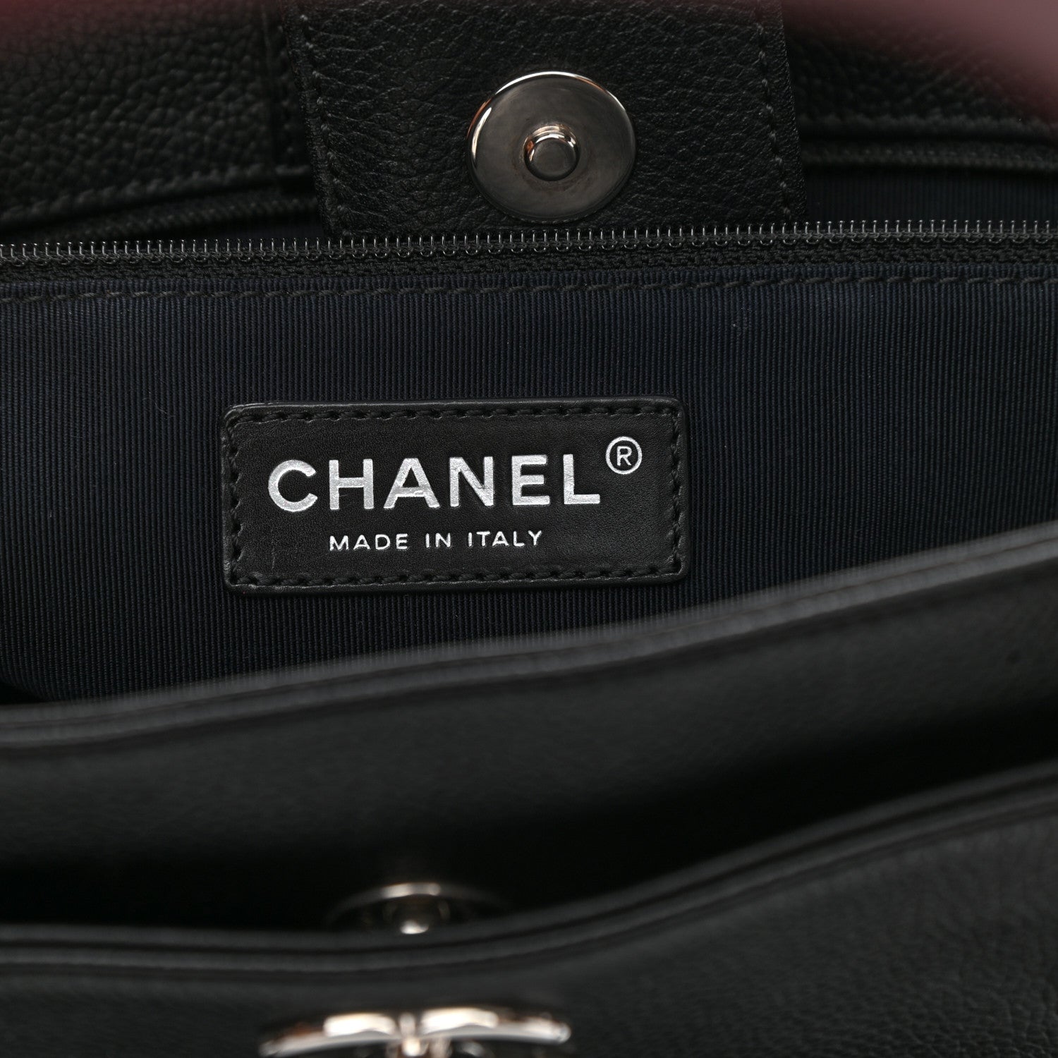 Chanel Calfskin Cerf Executive Shopper Tote Burgundy Black 5 of 9