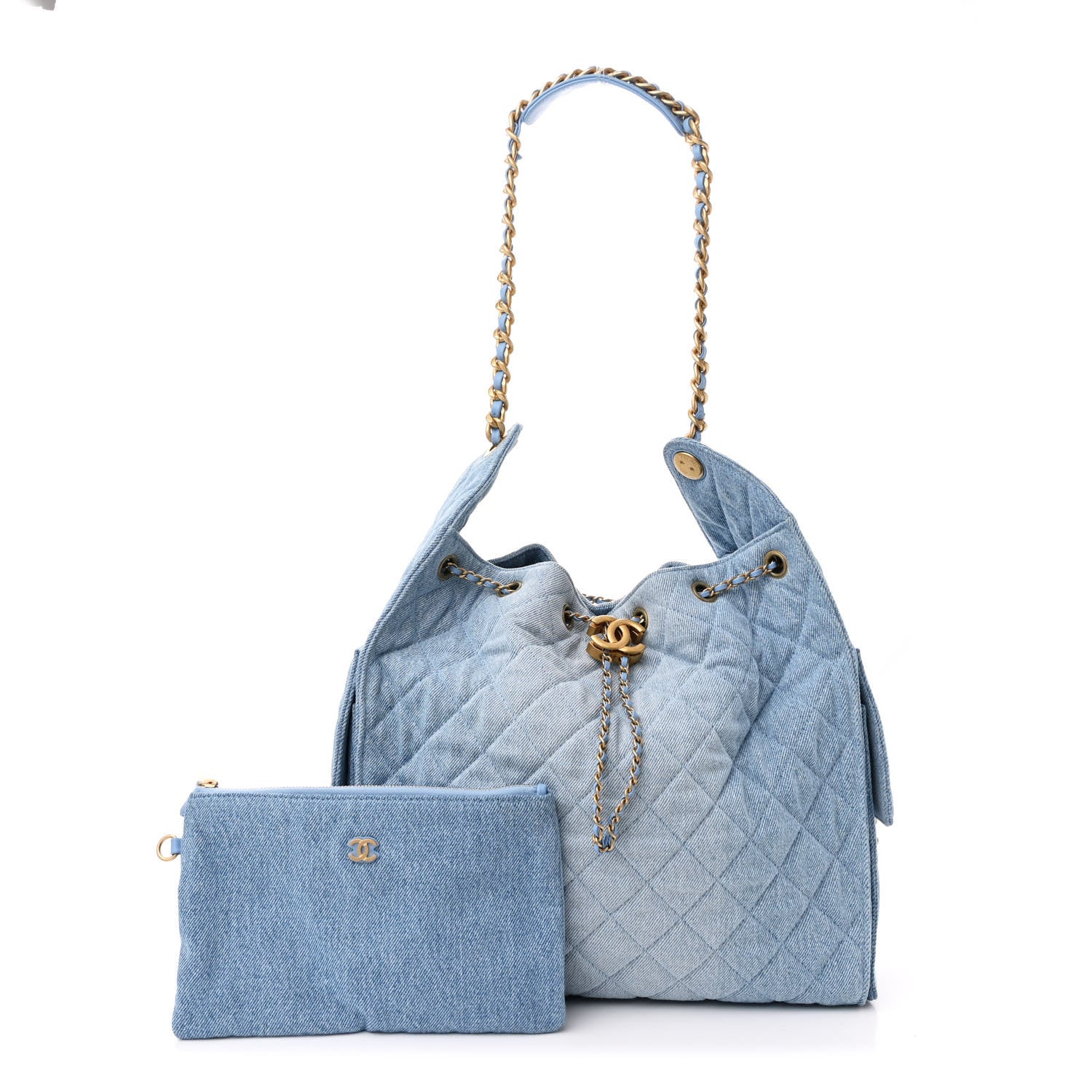 Chanel Washed Denim Quilted Medium Chanel 25 Handbag Blue 3 of 13