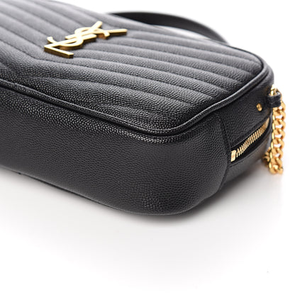 Saint Laurent Grain De Poudre Matelasse Monogram Mini Lou Camera Bag Black 8 of 10