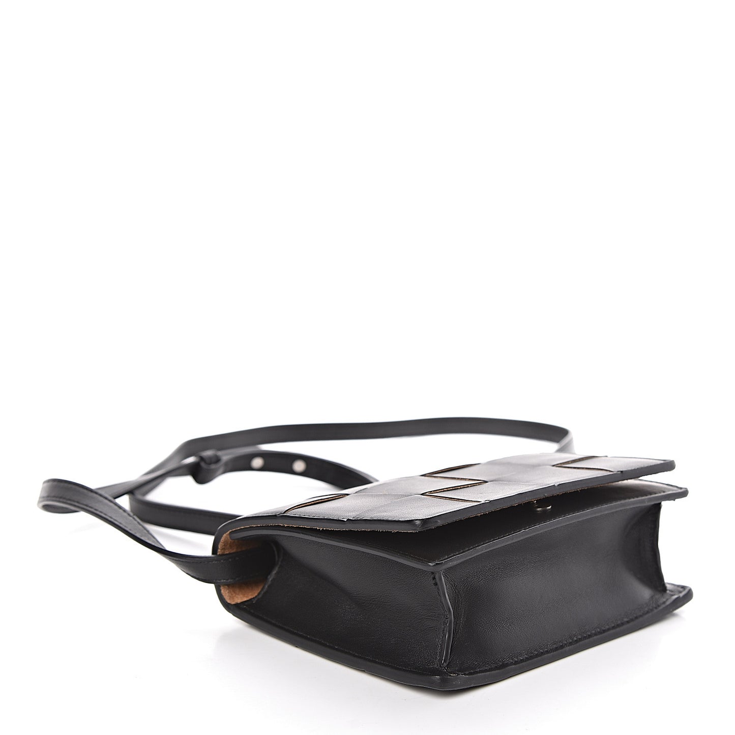 Lambskin Maxi Intrecciato Mini Cassette Crossbody Bag Black