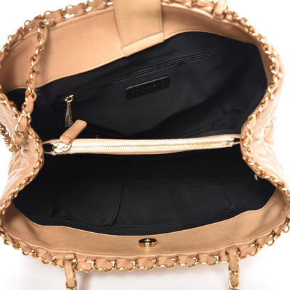 Chanel Calfskin Quilted Small Chain Me Tote Light Beige 5 of 10