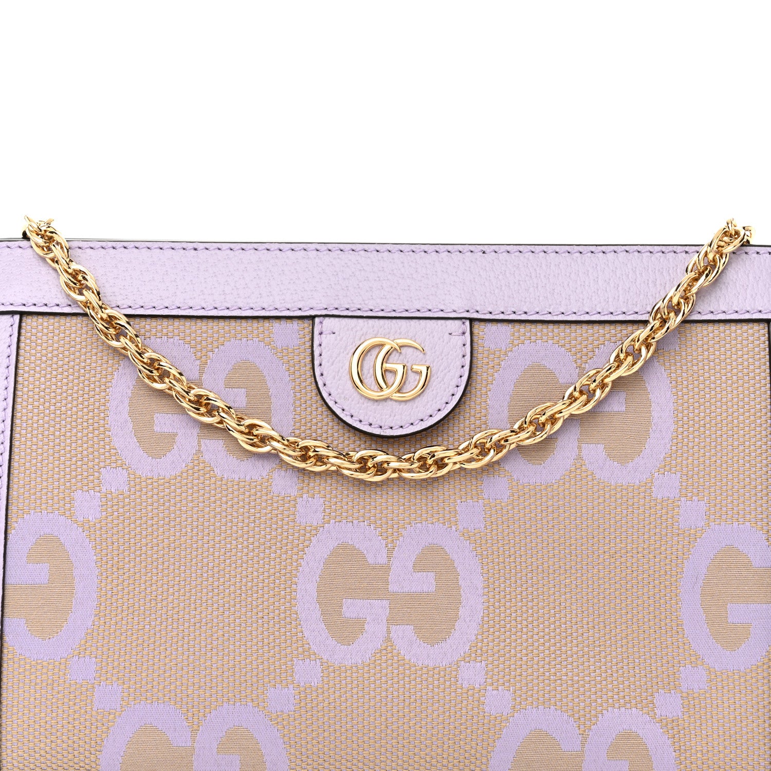 Gucci Monogram Jumbo GG Textured Dollar Calfskin Small Ophidia Chain Shoulder Bag Beige Lapis 9 of 12