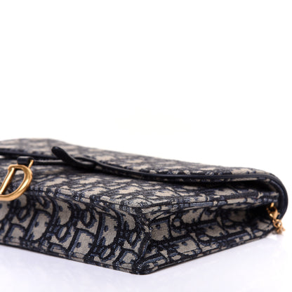 Christian Dior Oblique Saddle Chain Pouch Blue 7 of 9