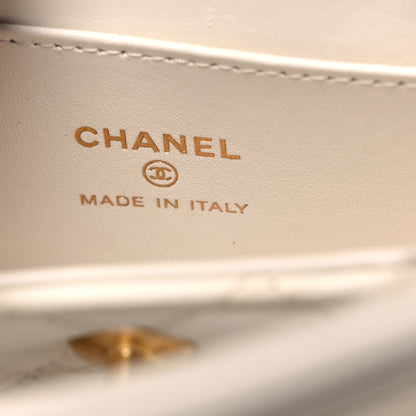 Chanel Shiny Aged Calfskin Quilted Mini Nano Kelly Shopper White 6 of 12
