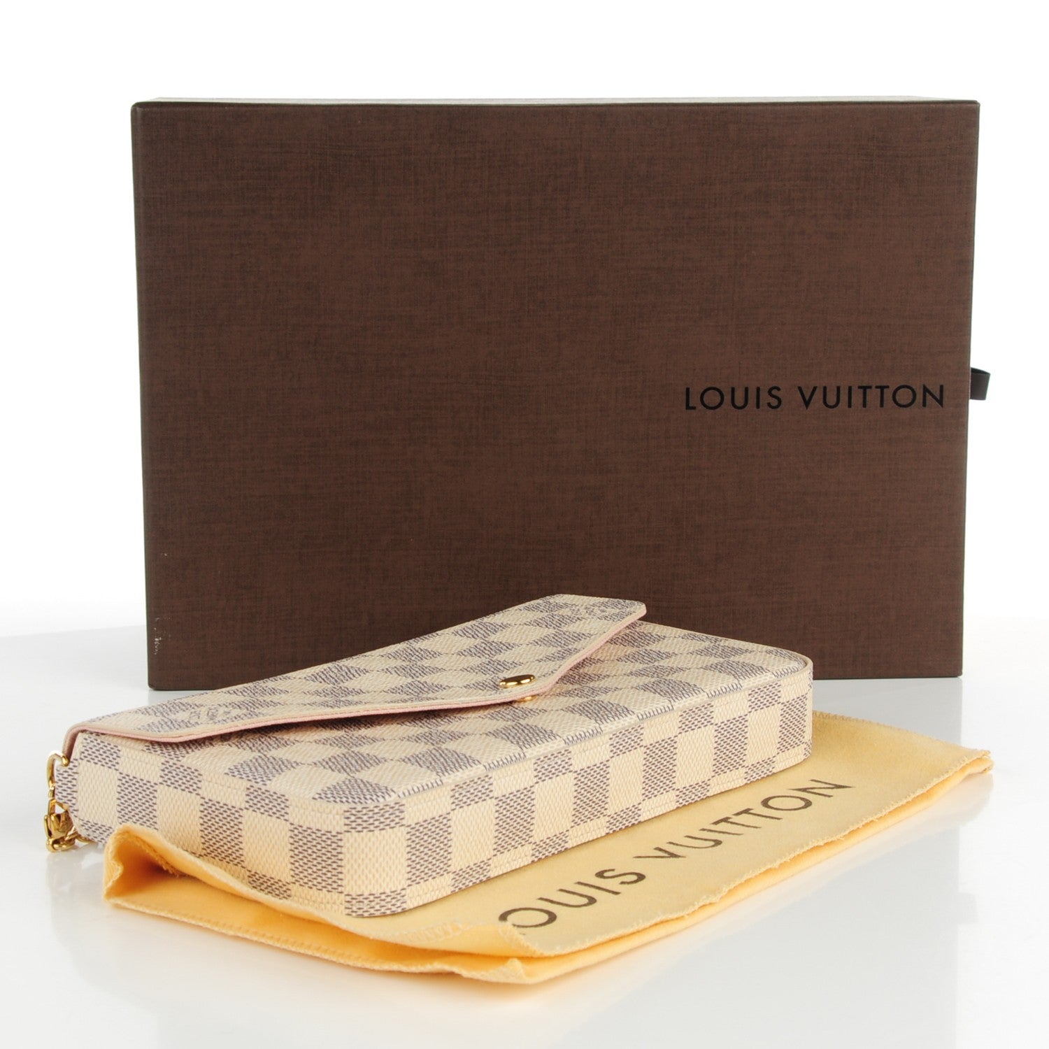 Louis Vuitton Damier Azur Pochette Felicie Chain Wallet Rose Ballerine 4 of 8