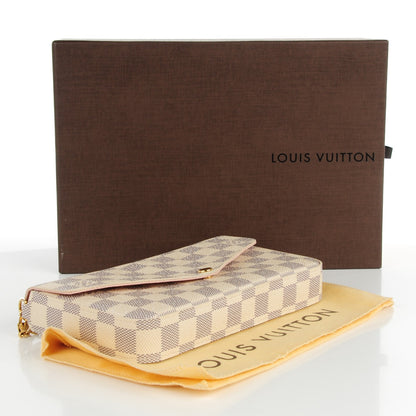 Louis Vuitton Damier Azur Pochette Felicie Chain Wallet Rose Ballerine 4 of 8