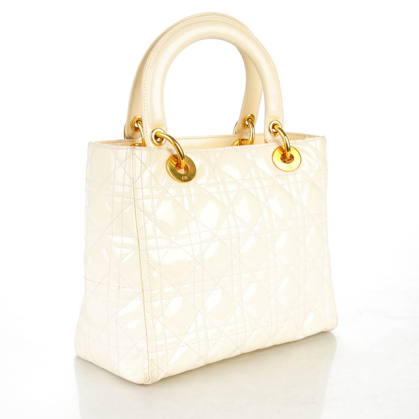 Patent Cannage Medium Lady Dior White
