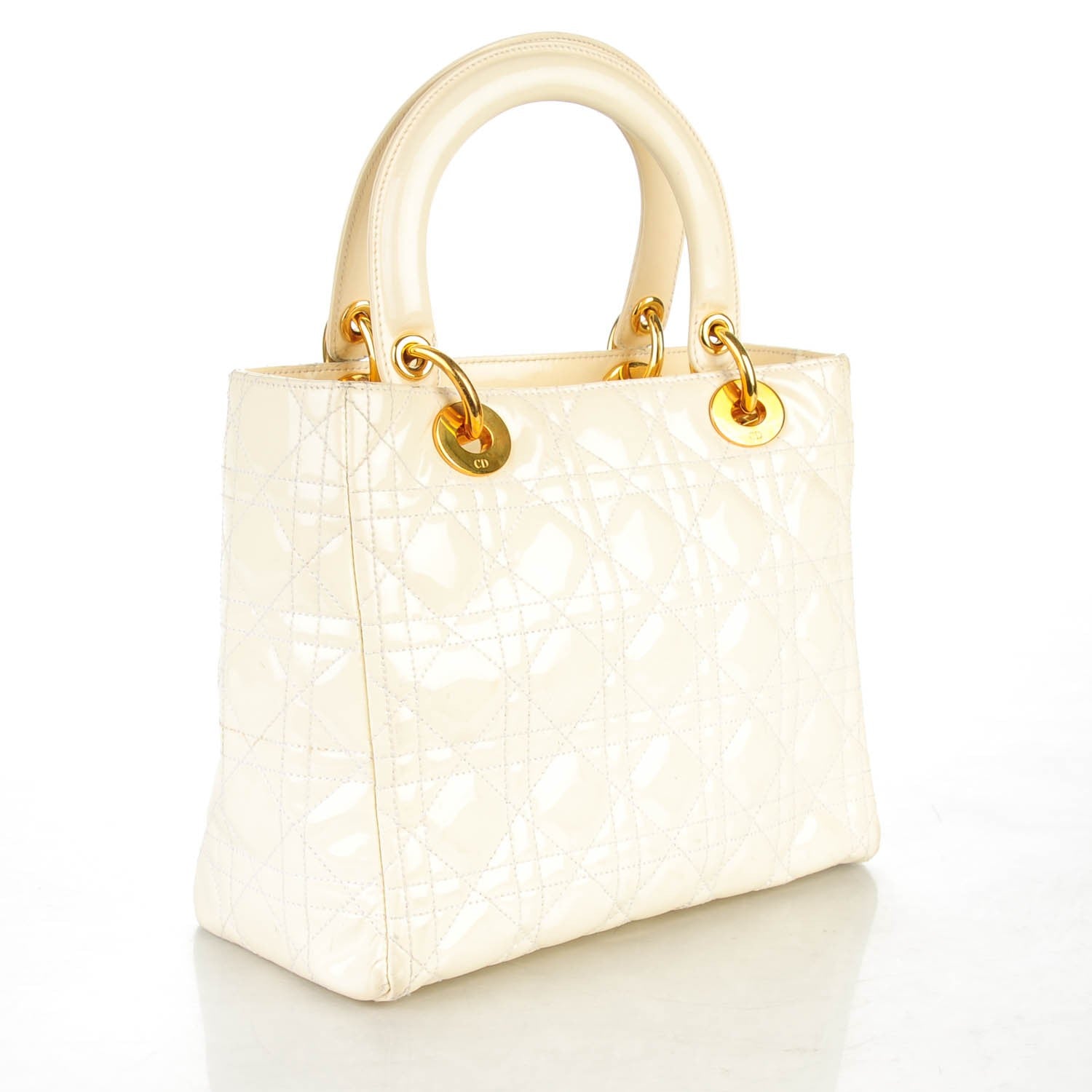 Christian Dior Patent Cannage Medium Lady Dior White 7 of 13