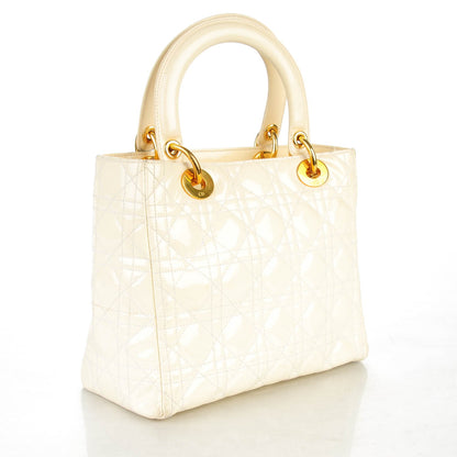 Christian Dior Patent Cannage Medium Lady Dior White 7 of 13