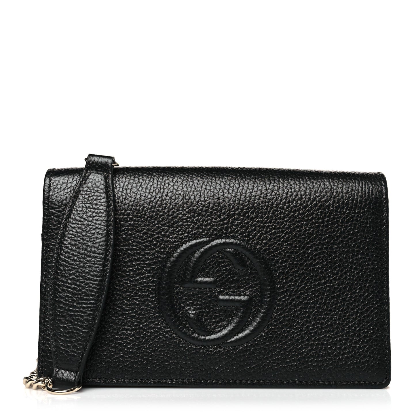 Pebbled Calfskin Soho Wallet On Chain Black