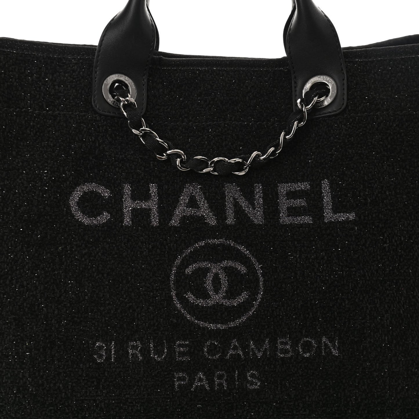 Lurex Boucle Medium Deauville Tote Black