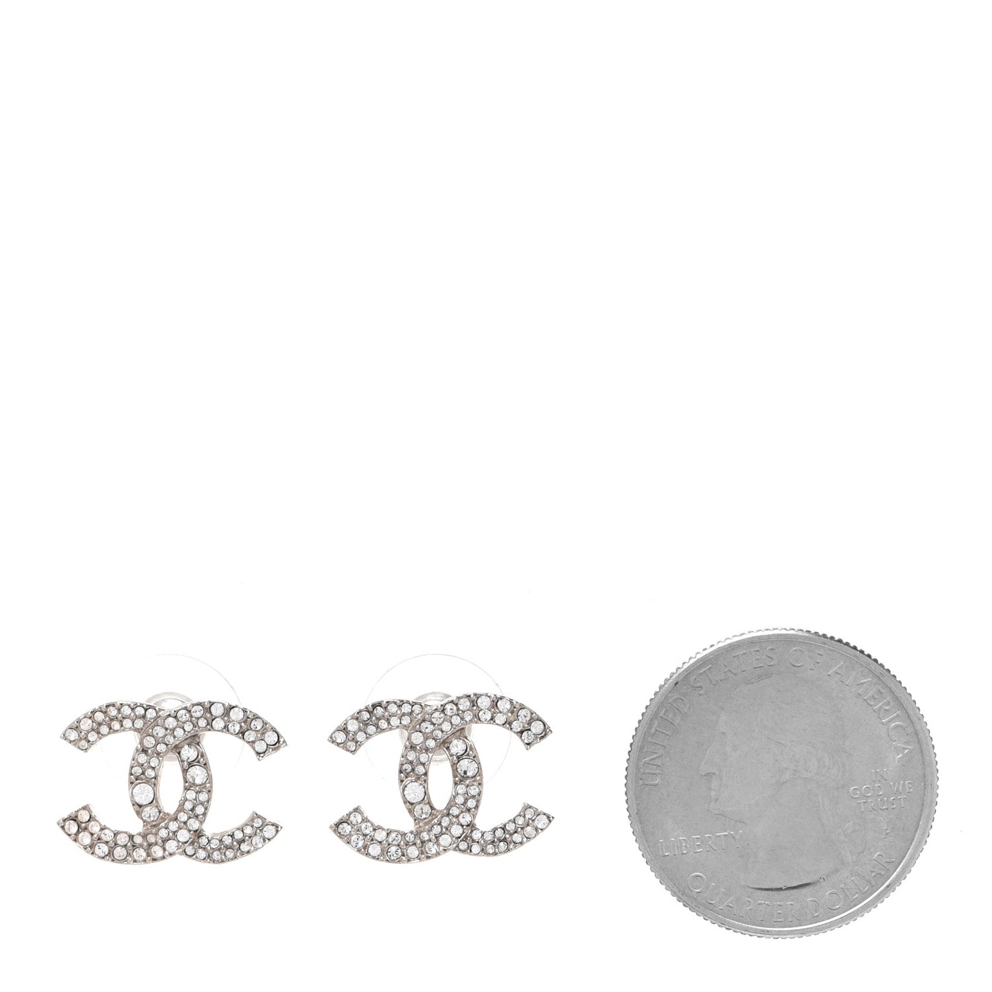 Crystal Large CC Earrings Silver