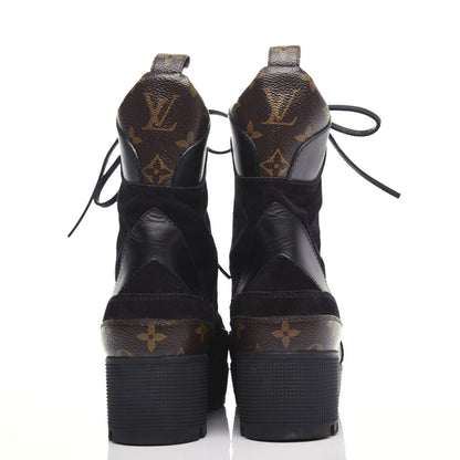 Louis Vuitton Suede Calfskin Monogram Laureate Platform Desert Boots 40 Black 7 of 10