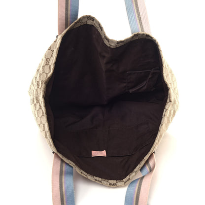 Gucci GG Monogram Medium Web Handle Vertical Tote Pink Blue 5 of 15