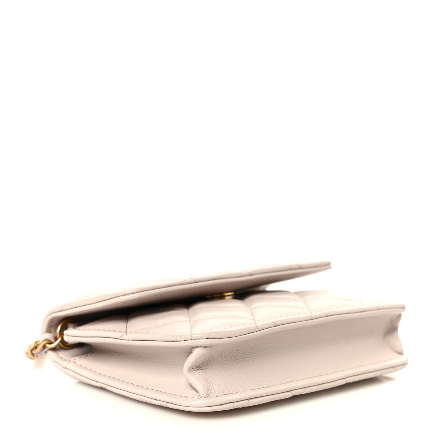 Lambskin Quilted Pearl Crush Clutch With Chain Light Purple