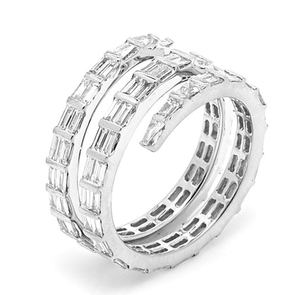 Anita Ko 18K White Gold Diamond Three Row Baguette Coil Ring 53 6.25 4 of 5