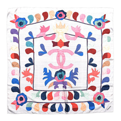 Chanel Silk CC Flower Square Scarf Grey 1 of 5