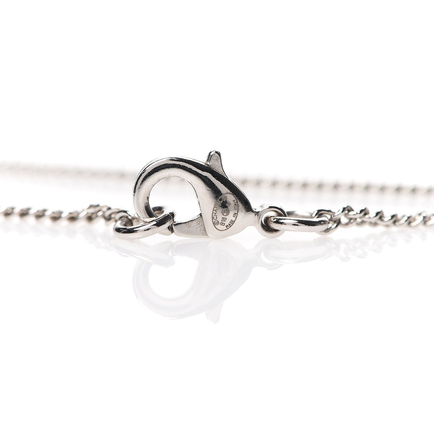 Baguette Crystal CC Pendant Necklace Silver