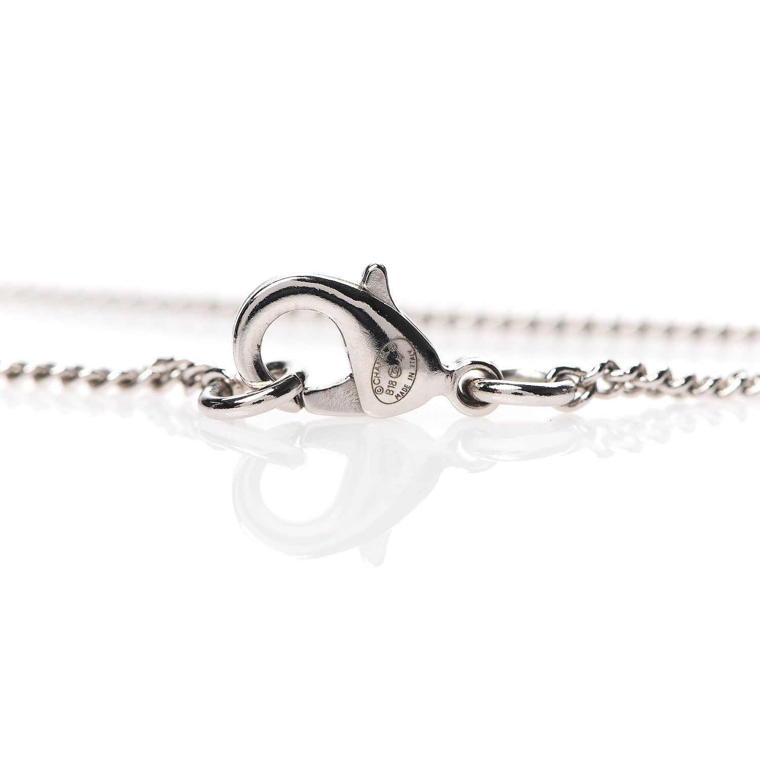 Chanel Baguette Crystal CC Pendant Necklace Silver 4 of 5
