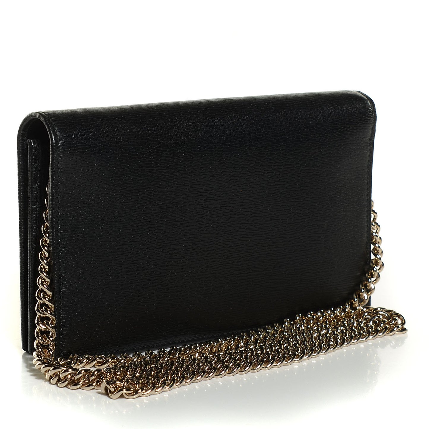 Textured Calfskin Medium Betty Chain Wallet Black