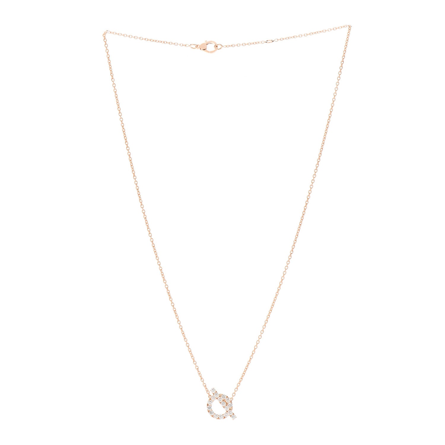 Hermes 18K Rose Gold Diamond Finesse Pendant Necklace 3 of 5