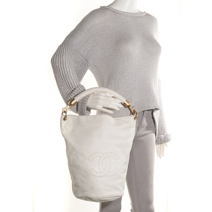 Chanel Calfskin CC Bucket Hobo White 2 of 7