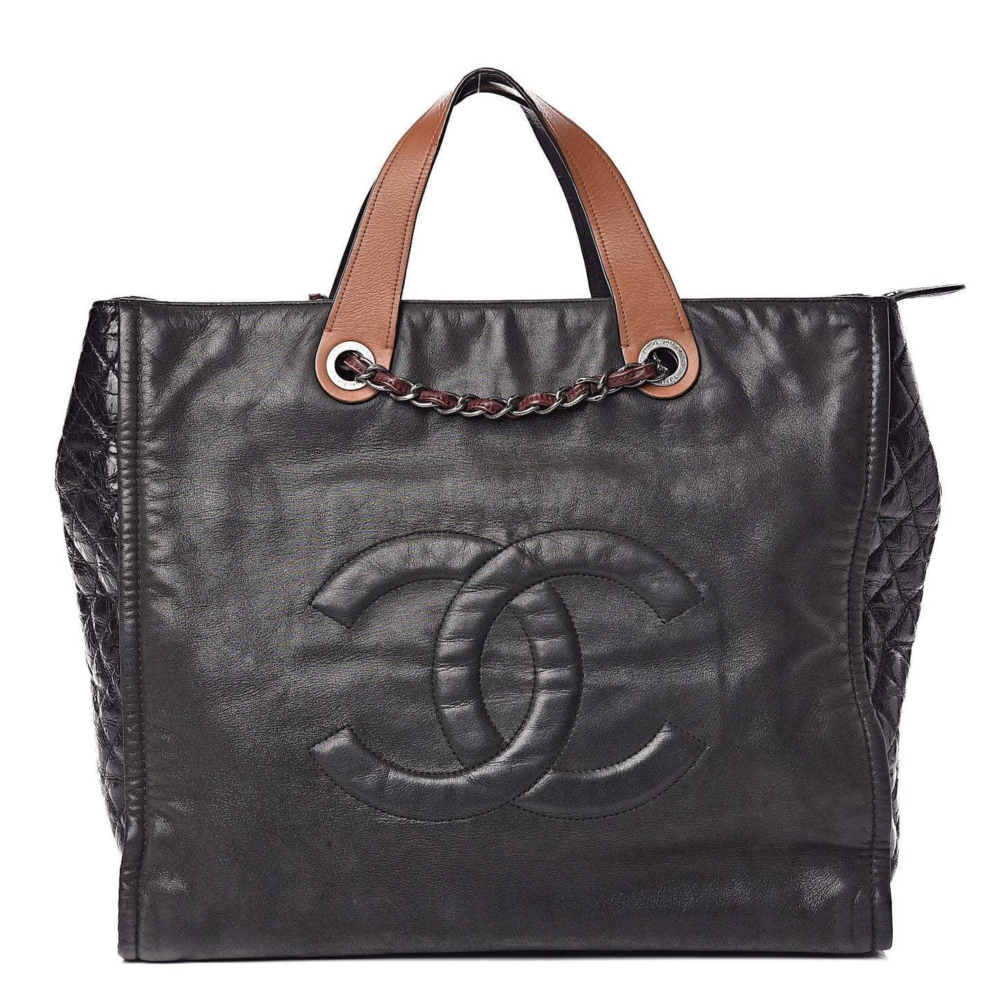 Iridescent Calfskin In the Mix Tote Black