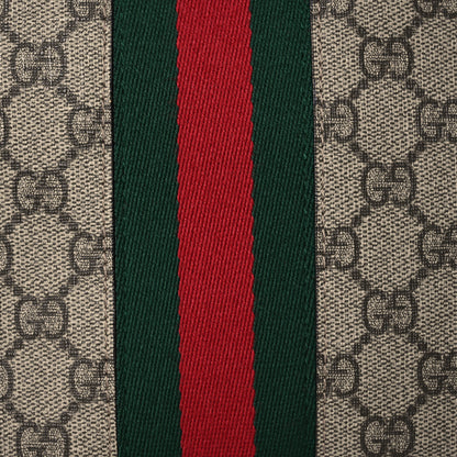 Gucci GG Supreme Monogram Textured Dollar Calfskin Web Small Ophidia Dome Shoulder Bag Beige Ebony New Acero 8 of 13