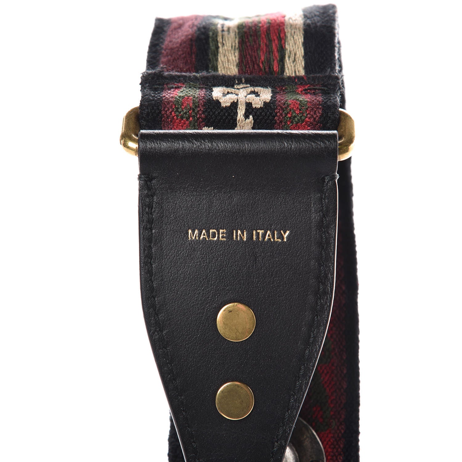Christian Dior Canvas Embroidered Studded Bohemian Shoulder Strap Red 3 of 5