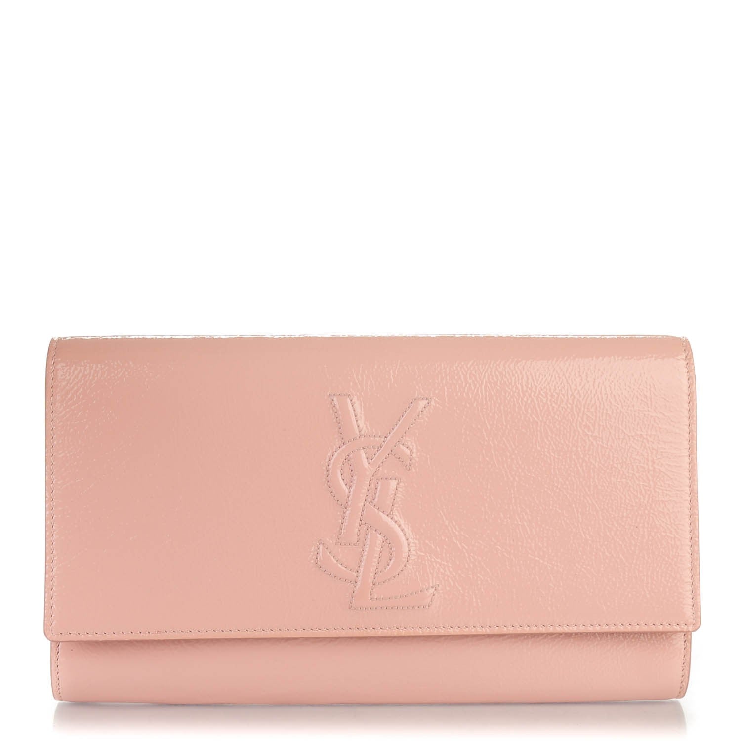 Saint Laurent Textured Patent Large Belle De Jour Clutch Dragee 1 of 7