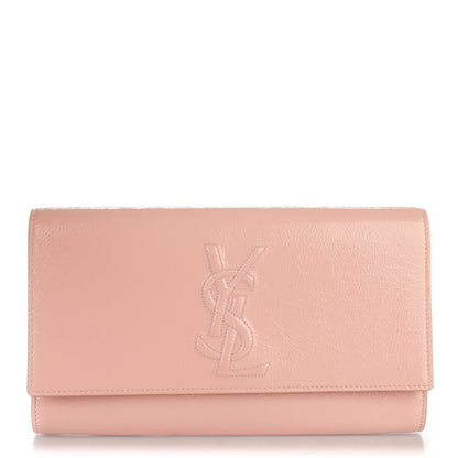 Saint Laurent Textured Patent Large Belle De Jour Clutch Dragee 1 of 7