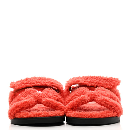 Hermes Woolskin Womens Chypre Sandals 37 Orange 2 of 8