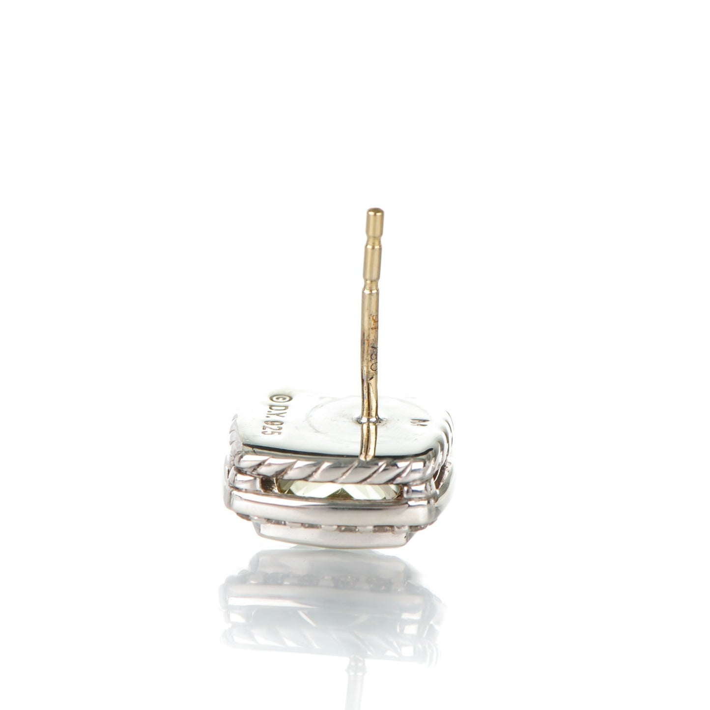 Sterling Silver Diamond Prasiolite 7mm Petite Albion Earrings