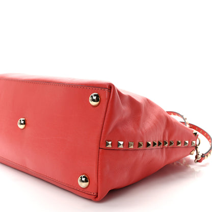 Valentino Garavani Vitello Rockstud Dome Satchel Deep Coral 8 of 8