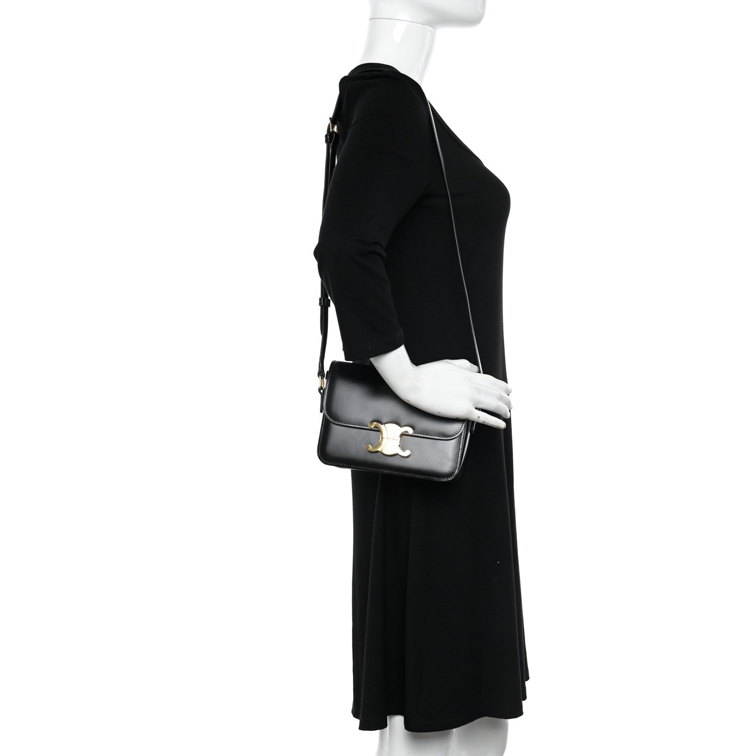 Celine Shiny Calfskin Teen Triomphe Black 2 of 10