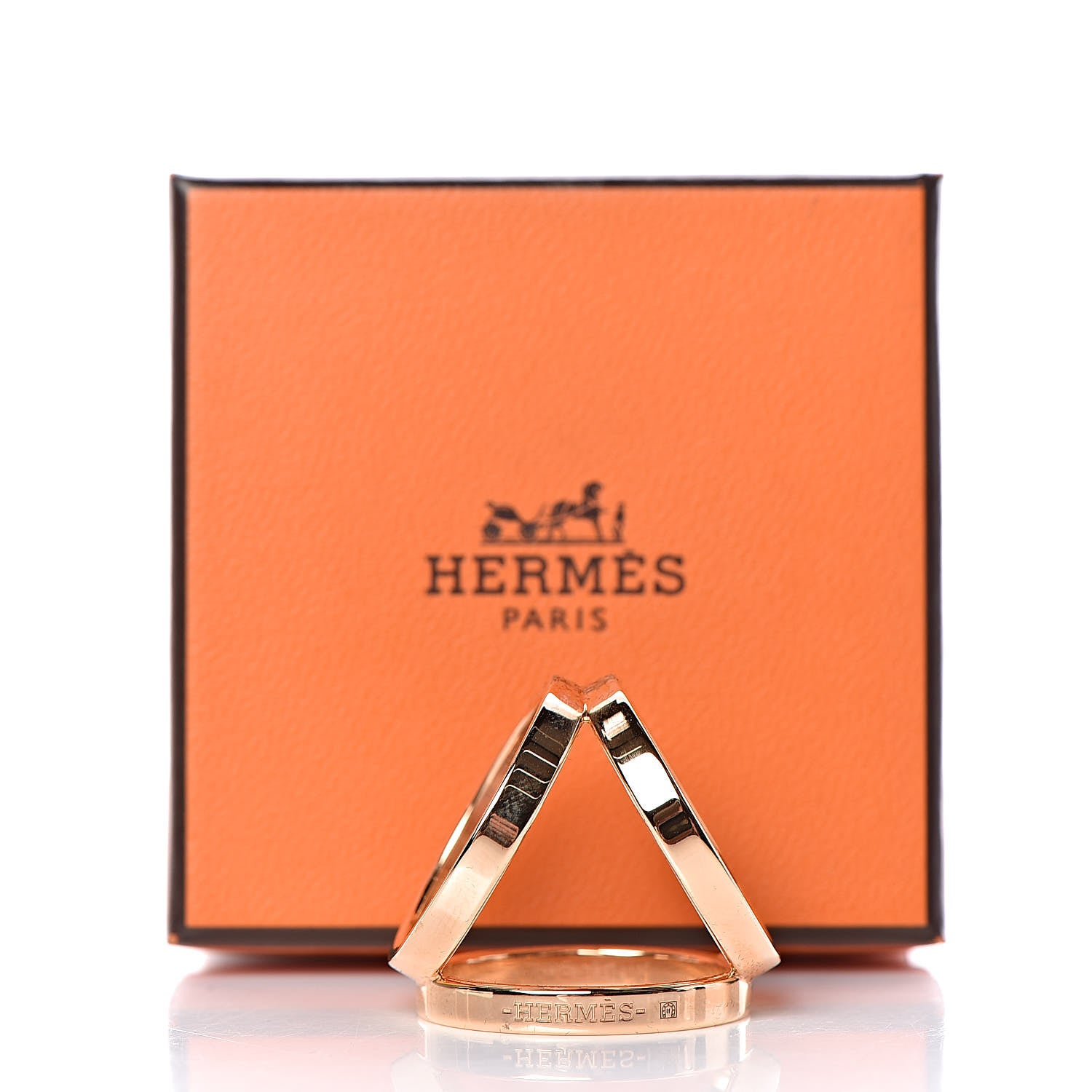 Hermes Permabrass Rose Gold Plated Trio Scarf Ring 7 of 7