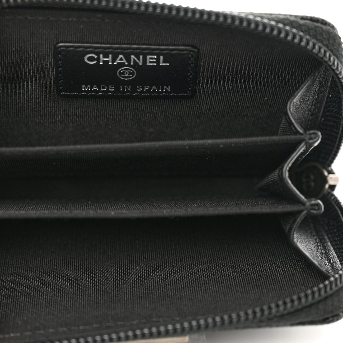 Caviar Quilted Boy Zip Around Coin Purse Wallet Black