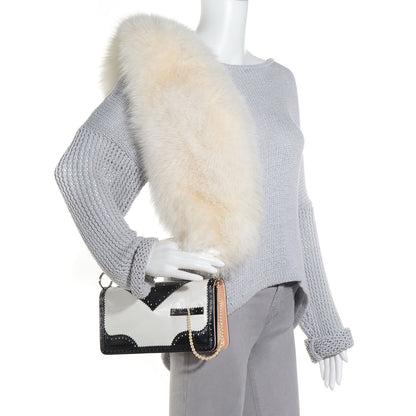 Christian Dior D'Trick Fox Fur Pearls Bag Black White 2 of 7