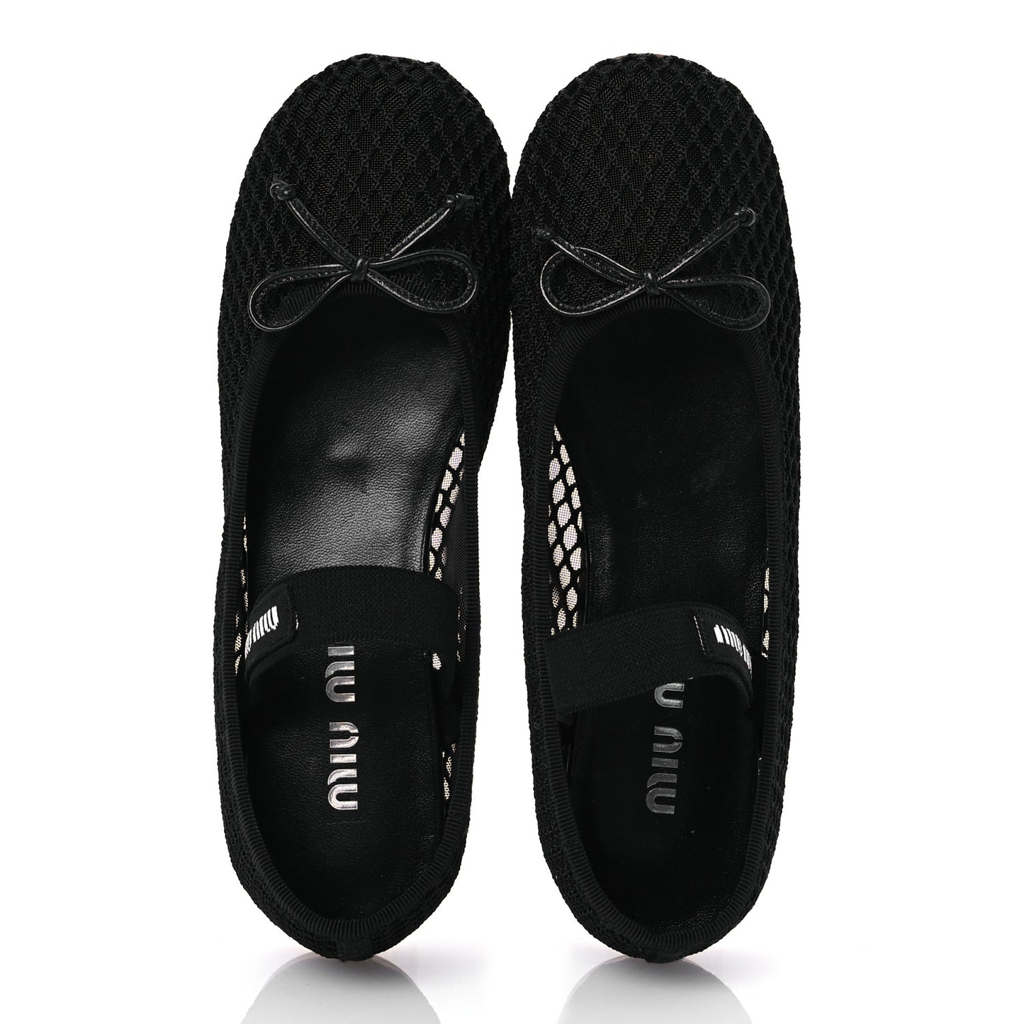 Mesh Fabric Ballerina Flats 36 Black