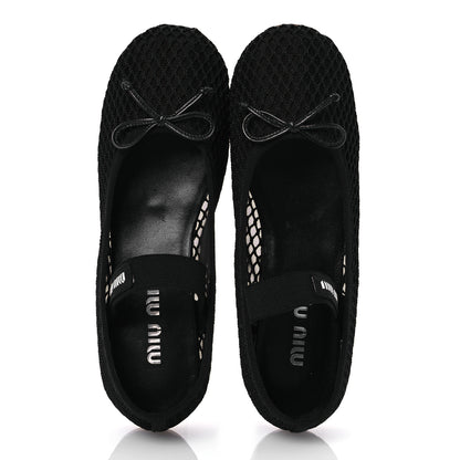 Miu Miu Mesh Fabric Ballerina Flats 36 Black 2 of 12