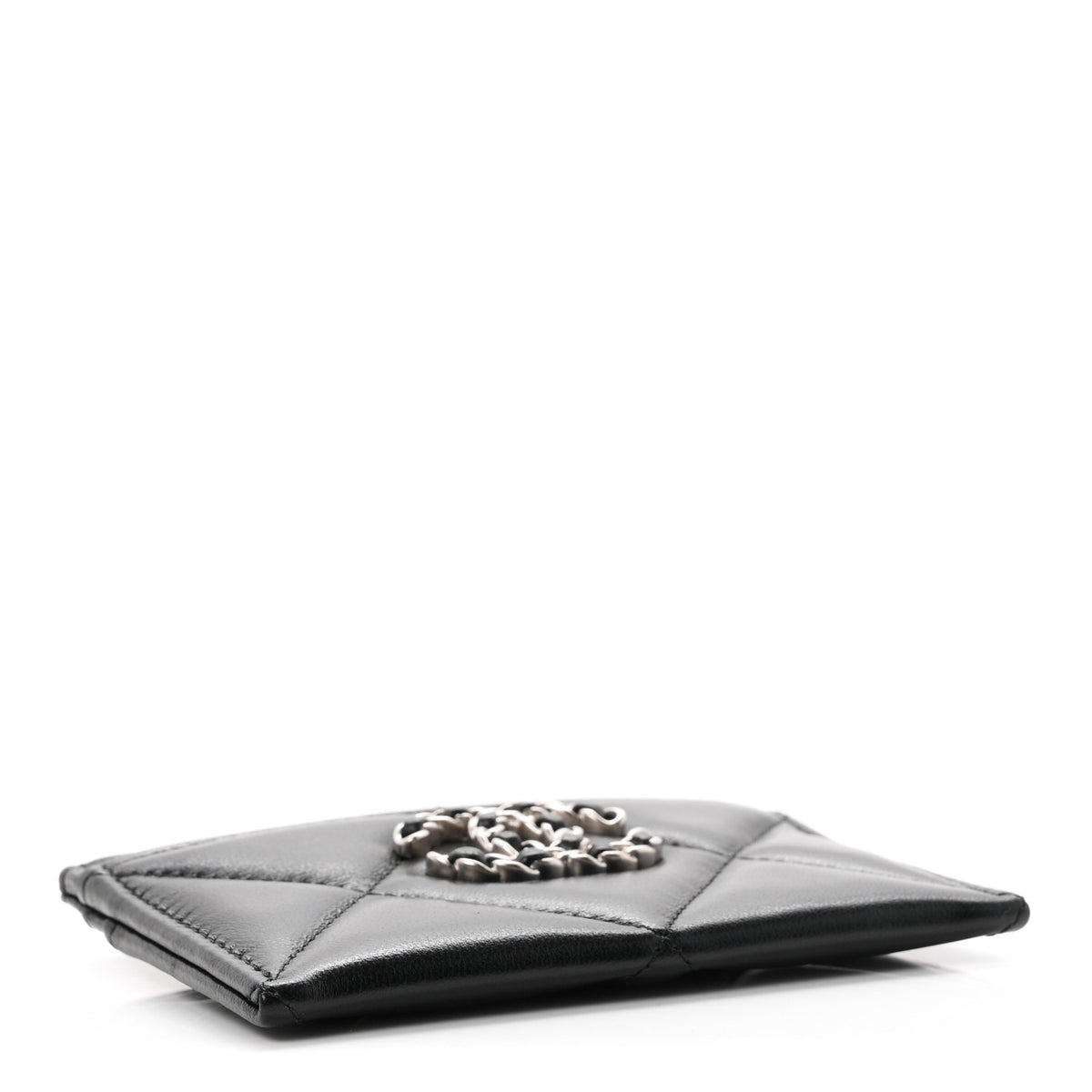 Lambskin Quilted Chanel 19 Card Holder Black