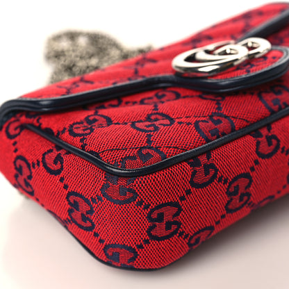Gucci Monogram Multicolor Matelasse Diagonal Super Mini GG Marmont Shoulder Bag Red Blue 7 of 9